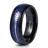 Load image into Gallery viewer, Ringsmaker 8mm Tungsten Carbide Ring Steel Arrow Silver Plated Inlay Imitation Meteorite Koa Wood Men Wedding Bands