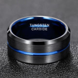 Load image into Gallery viewer, Ringsmaker 10mm Blue&amp;Black Mens Tungsten Carbide Ring Blue Line Design Women Wedding Bands