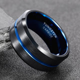 Load image into Gallery viewer, Ringsmaker 10mm Blue&amp;Black Mens Tungsten Carbide Ring Blue Line Design Women Wedding Bands