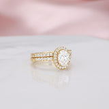 Load image into Gallery viewer, Ringsmaker 14K Gold Plated 1.5CT 925 Sterling Silver Bridal Rings Sets Oval Cut CZ Engagement Ring