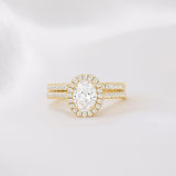 Load image into Gallery viewer, Ringsmaker 14K Gold Plated 1.5CT 925 Sterling Silver Bridal Rings Sets Oval Cut CZ Engagement Ring