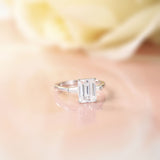 Load image into Gallery viewer, Ringsmaker 3Ct 925 Sterling Silver Rings 3-Stone Emerald Cut Cubic Zirconia CZ Women Engagement Ring