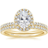 Load image into Gallery viewer, Ringsmaker 14K Gold Plated 1.5CT 925 Sterling Silver Bridal Rings Sets Oval Cut CZ Engagement Ring