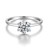 Load image into Gallery viewer, Real 1ct Round Cut Moissanite S925 Sterling Silver Engagement Rings For Women With Certificate