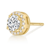 Load image into Gallery viewer, Hypoallergenic 14K Gold Plated 925 Sterling Silver 0.5CT Round Cut Cubic Zirconia CZ Stud Earrings for Women Men