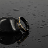 Load image into Gallery viewer, Ringsmaker 6mm Gold Edge Tungsten Rings Black Brushed Engagement Wedding Bands
