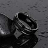 Load image into Gallery viewer, Ringsmaker 8mm Black Tungsten Ring Mechanical Seal Inlay Men Rings