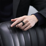 Load image into Gallery viewer, Ringsmaker 8mm Black Tungsten Ring Mechanical Seal Inlay Men Rings