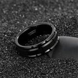 Load image into Gallery viewer, Ringsmaker 8mm Black Tungsten Ring Mechanical Seal Inlay Men Rings