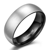 Load image into Gallery viewer, 8mm Brushed Silver Black Titanium Ring Men Women Wedding Engagement Band Fashion Jewelry Anniversary Gifts