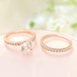 Load image into Gallery viewer, Ringsmaker 1.25 Ct 925 Sterling Silver Bridal Ring Sets Round CZ Women Rose Gold Engagement Wedding Bands