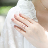 Load image into Gallery viewer, Ringsmaker Rose Gold 925 Sterling Silver Ring Women Double X Shape Cross Design Cubic Zircon Wedding Bands