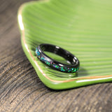 Load image into Gallery viewer, Ringsmaker 4mm Dome Polished With Multi-Colors Opal Inlay Tungsten Ring Women Men Black Tungsten Opal Ring