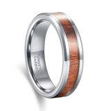 Load image into Gallery viewer, Ringsmaker 6mm Wood Inlay Tungsten Carbide Ring Men Silver Color Engagement Wedding Bands