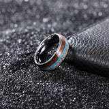 Load image into Gallery viewer, Ringsmaker 8mm Real Antlers and Turquoise Wood Inlay Men Tungsten Carbide Rings