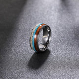 Load image into Gallery viewer, Ringsmaker 8mm Real Antlers and Turquoise Wood Inlay Men Tungsten Carbide Rings