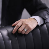 Load image into Gallery viewer, Ringsmaker 8mm Silver Color Cubic Zircon Men Ring Round Diamonds Tungsten Carbide Rings Wedding Bands