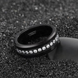 Load image into Gallery viewer, Ringsmaker 8mm Men Black Zircon Inlay Tungsten Ring Engagement Wedding Bands High Polished