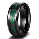 Load image into Gallery viewer, Ringsmaker 8mm Black Tungsten Carbide Ring Men Green Celtic Dragon Inlay Rings
