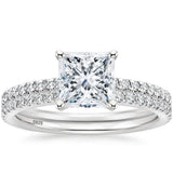 Load image into Gallery viewer, Ringsmaker 2Ct 925 Sterling Silver Bridal Ring Sets Princess Square Cut CZ Women Engagement Wedding Bands
