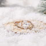 Load image into Gallery viewer, Ringsmaker 3ct 925 Sterling Silver Ring Rose Gold 3-Stone Oval Zircon Cut Women Engagement Band